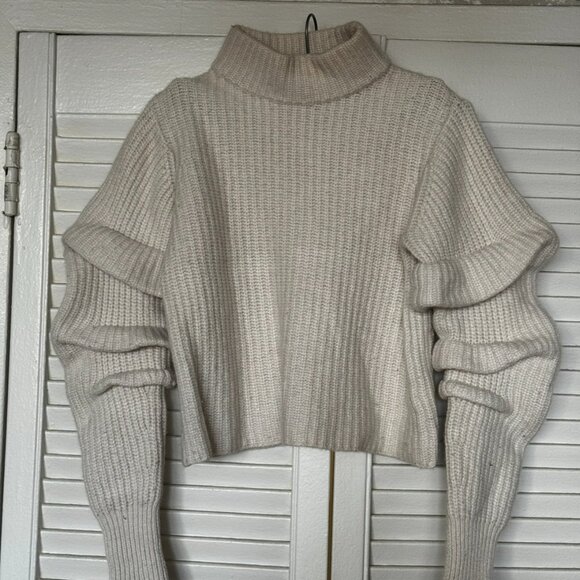 Autumn Cashmere - Wool Cashmere Blend Crew Neck Boxy Cropped Sweater - Picture 1 of 6